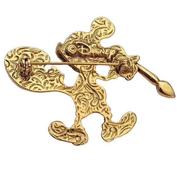 Disney 1928 Brand Mickey With Paint Brush Rhinestone Palette Pin, Signed E881 - Picture 5 of 9